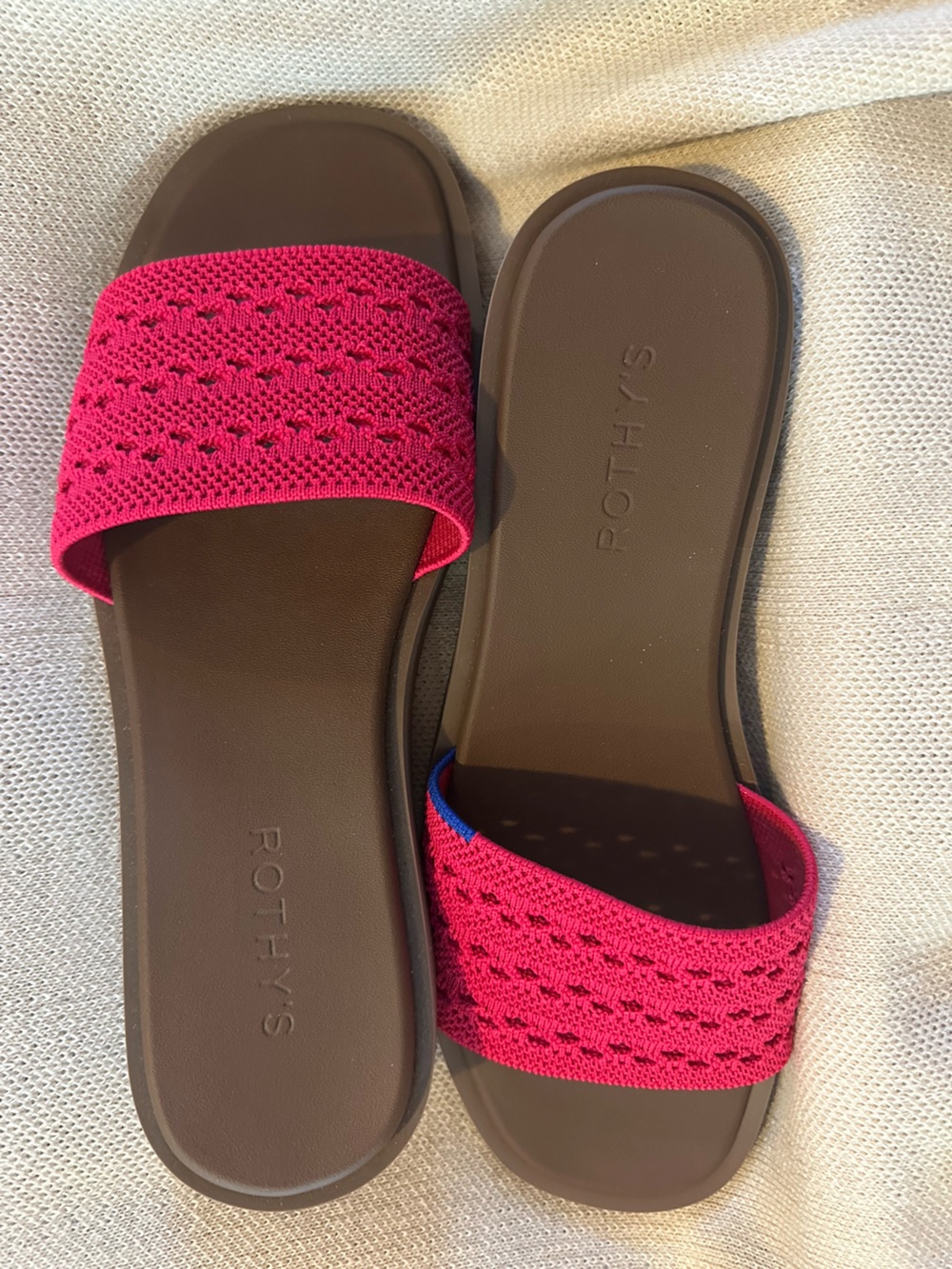 Rothy's Hot Pink Knit Slide Sandals (SZ 9)